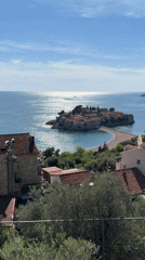 Scenic views of Montenegro's Sveti Stefan island captured simultaneously