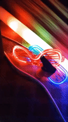 LED party accessories and light-up novelties displayed indoors