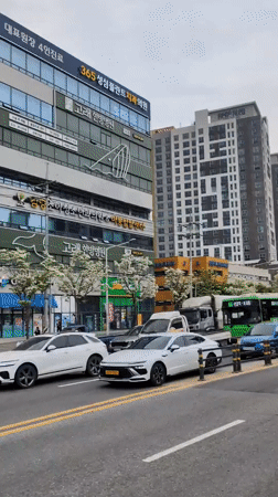 Overcast morning street scene captured in Daejeon, South Korea