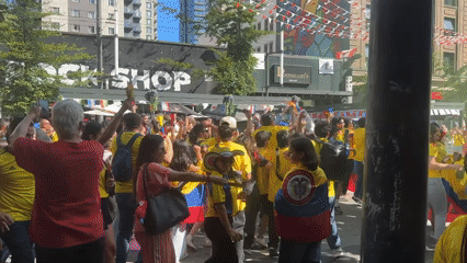 Colombian pride parade fills Vancouver streets with flags and yellow