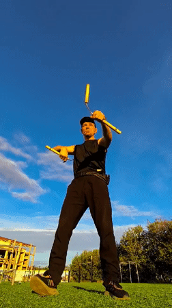 Nunchaku juggling session on a Karaganda field