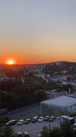 Chișinău sunset seen from above and indoors, multiple angles