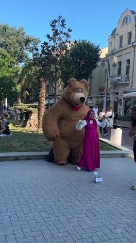 Masha and the Bear characters pose for photos in Varna
