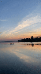 Sunset waterfront scenes documented in Votkinsk, Russia