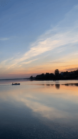 Sunset waterfront scenes documented in Votkinsk, Russia
