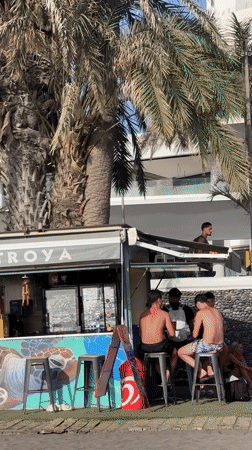 Busy summer afternoon along Tenerife's southern resort coast
