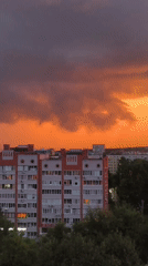 Dramatic storm-tinged sunset lights up Izhevsk's residential skyline