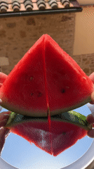 Fresh watermelon split open in Tuscany's summer heat