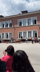 Folk dance performed at graduation ceremony in Pazardzhik courtyard