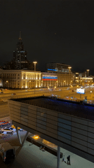 Evening observations of urban scene and sculpture in Khimki
