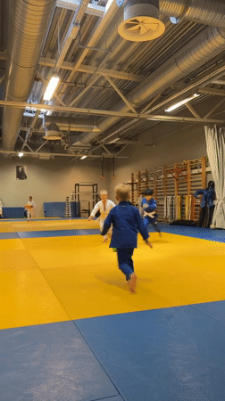 Kids' judo class in full swing at a Tallinn gymnasium