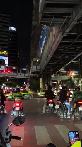 Evening traffic observed at Bangkok intersections during rush hour