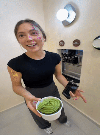 Late-night ice cream purchase captured at Mexican frozen dessert shop