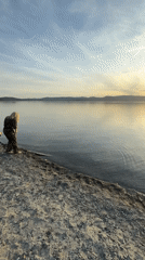 Sunset gathering at Turgoyak beach draws visitors on spring evening