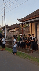 Sukawati streets adorned with penjor and ceremonial decorations for Balinese festival