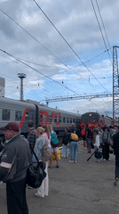 Morning activity at Perm-1 railway station, Russia