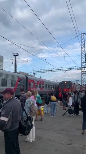 Morning activity at Perm-1 railway station, Russia