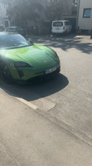 Green Porsche spotted parked on Stuttgart street