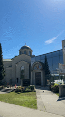Serbian Orthodox Church filmed in Burnaby on sunny day