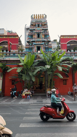 Daily life documented around Mariamman Hindu Temple in Thủ Đức