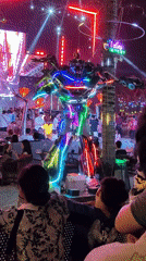 Illuminated robot draws crowds at Vietnam beachside venue