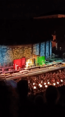 Ornate outdoor stage performance in Verona, evening show