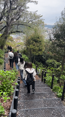 Two trains meet at Kamakura station during morning commute