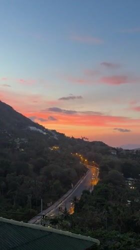 Sunset observed across Ko Samui coastal areas, Thailand