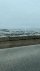 Partially frozen water body documented near Chaikovsky, Russia