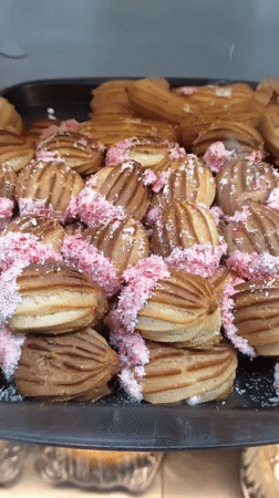 Bakery displays and market shelves in Pavlodar
