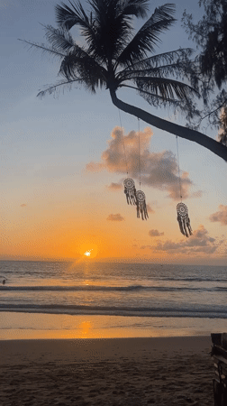 Choeng Thale sunset beach, plus chickens by a scooter