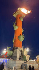 Saint Petersburg Rostral Columns area documented day to night
