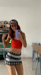 Mother and child dance together for social media in Argentina