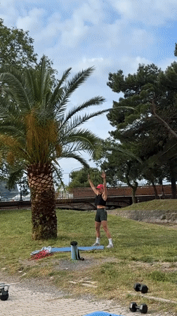 Morning fitness activities captured in Budva park
