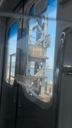 Early morning train journey captured crossing bridge in Seoul