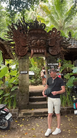Tourists explore Bali's Sidemen region via scooter and waterfall visit