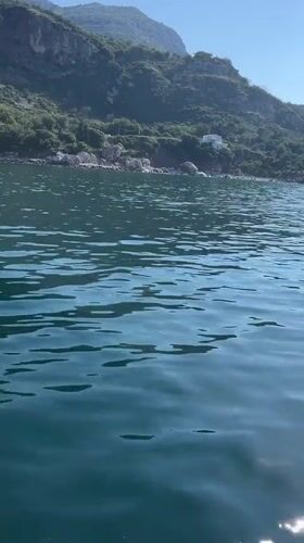 Boat ride along the Montenegrin Adriatic coast on a clear morning