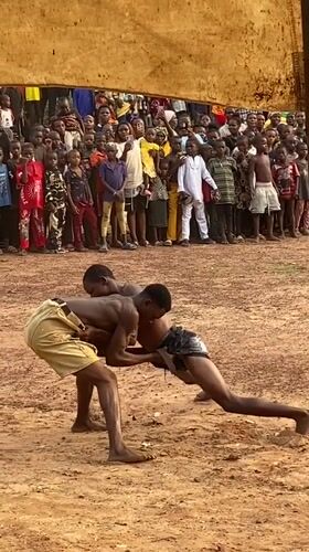 Traditional wrestling match draws crowds in Achara, Nigeria
