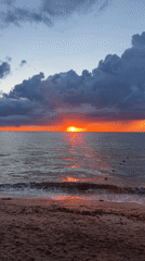 Sunset on the Azov Sea shore near Shchelkino, Ukraine
