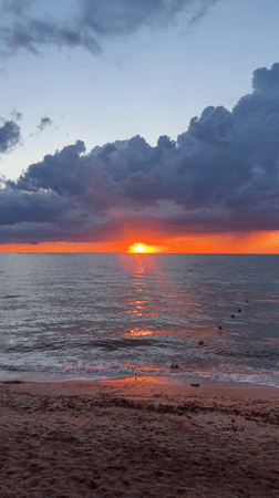 Sunset on the Azov Sea shore near Shchelkino, Ukraine
