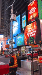 Early morning Times Square captured in multiple nighttime images