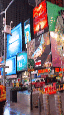 Early morning Times Square captured in multiple nighttime images