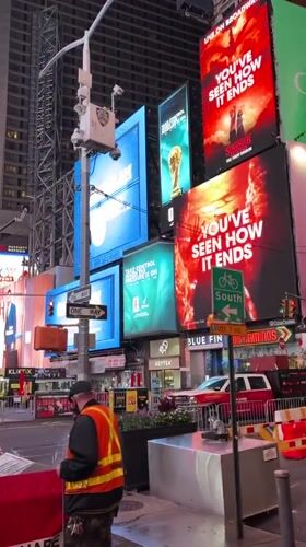 Early morning Times Square captured in multiple nighttime images