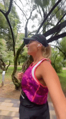 Morning workout and selfies at a Sochi park path
