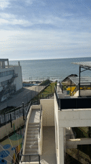 Closed waterpark filmed from balcony in Bulgarian resort town