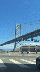 Bay Bridge on a clear San Francisco afternoon, two angles