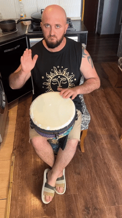 Hand drum session in Masazir, Azerbaijan