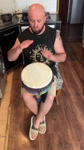 Hand drum session in Masazir, Azerbaijan