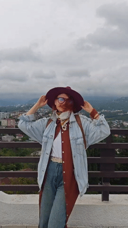 Tourist enjoys cable car sightseeing tour in coastal Sochi