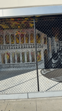 Fenced outdoor art installation documented in Los Angeles